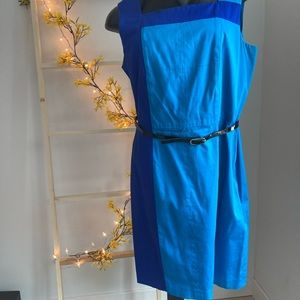Calvin Klein Color-block Dress, Size 14, blue.
